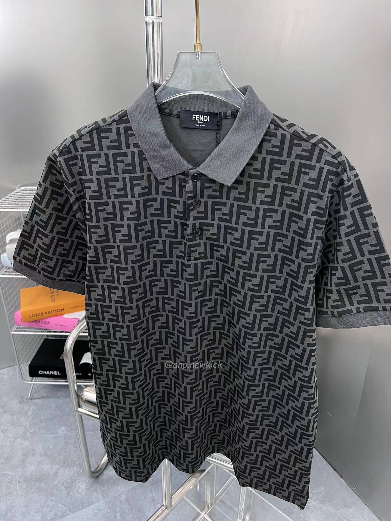 Fendi Ff Black Polo T Shirt (3) - newkick.org
